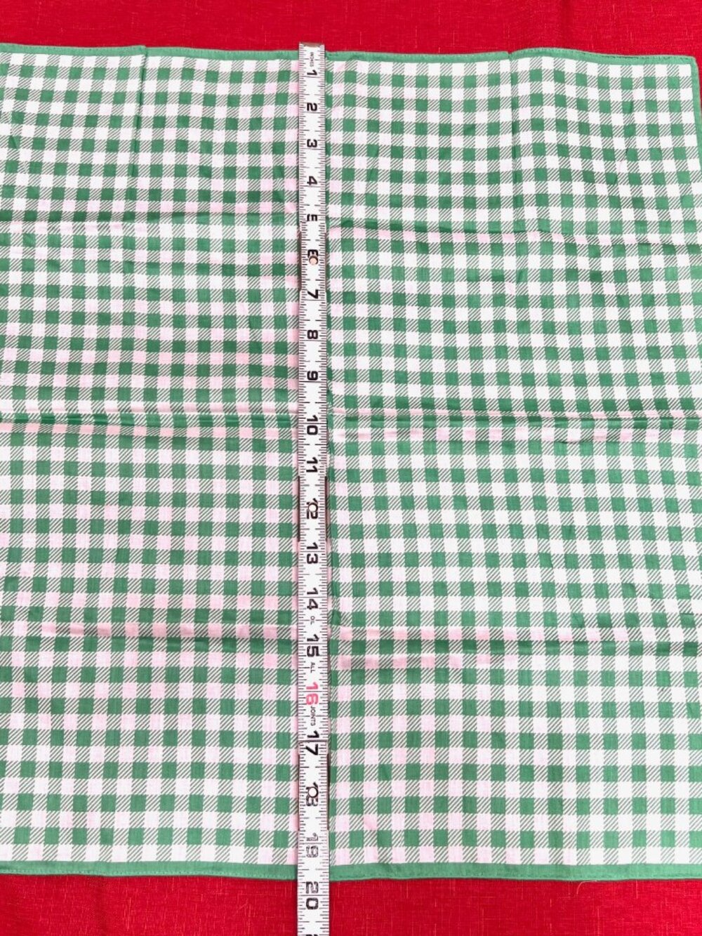 New Polo Ralp Raurent Mini Scarf/Handkerchief  cotton 20"  Green wihte check(89 - Picture 10 of 12